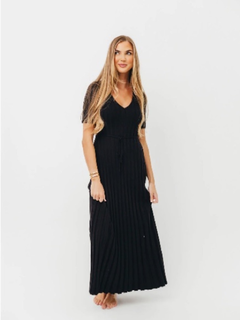 Worth Collective Oakley Ribbed Maxi Dress in Black Bump Friendly - Picture 1 of 6